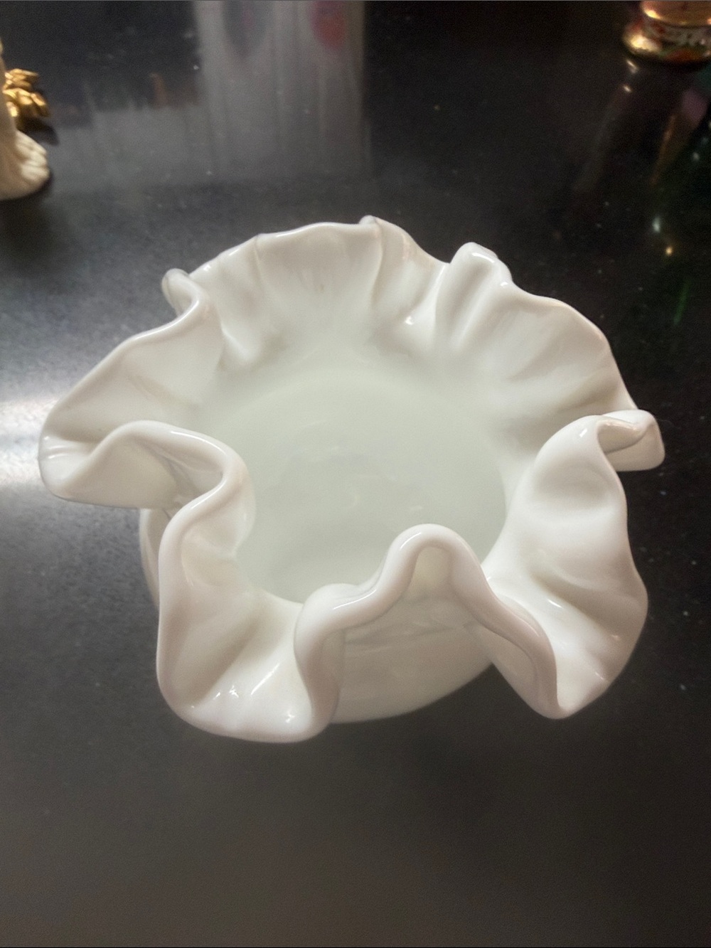 White Ruffled Milk Glass Bowl